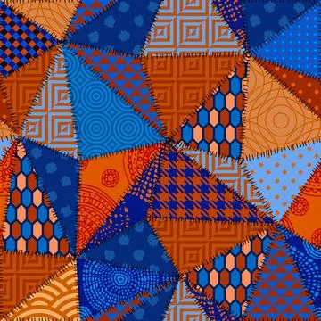 Patchwork textile pattern. Seamless quilting design background. Stockillustratie