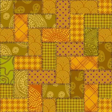 Patchwork textile pattern. Seamless quilting design background. Illustrazione stock
