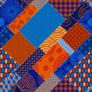Patchwork textile pattern. Seamless quilting design background. Stock Illustration