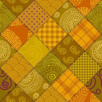 Patchwork textile pattern. Seamless quilting design background. 스톡 일러스트