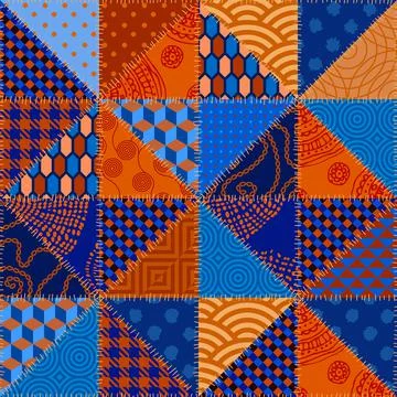 Patchwork textile pattern. Seamless quilting design background. Stock Illustration