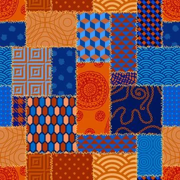 Patchwork textile pattern. Seamless quilting design background. イラスト素材