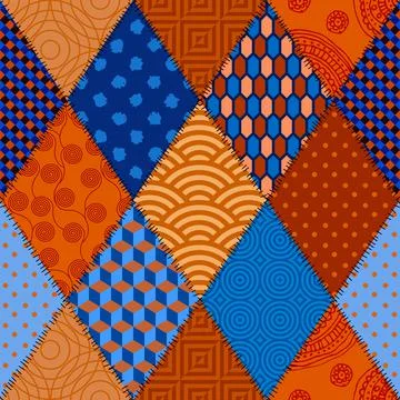 Patchwork textile pattern. Seamless quilting design background. Stockillustratie