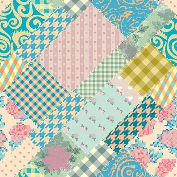 Patchwork textile pattern. Seamless quilting design background. イラスト素材