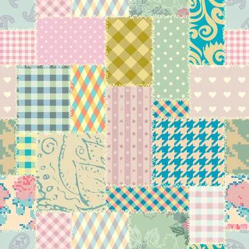 Patchwork textile pattern. Seamless quilting design background. Stock Illustration
