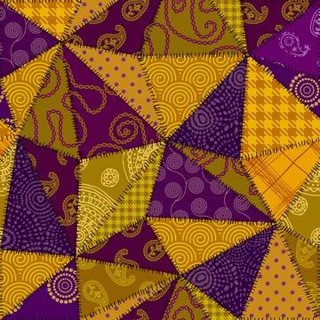 Patchwork textile pattern. Seamless quilting design background. Illustrazione stock