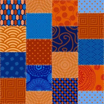 Patchwork textile pattern. Seamless quilting design background. 스톡 일러스트
