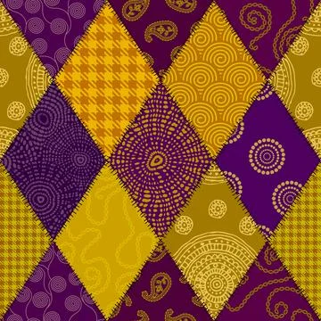 Patchwork textile pattern. Seamless quilting design background. Illustrazione stock