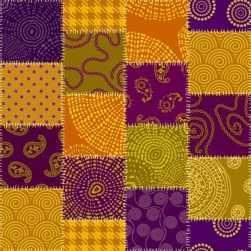 Patchwork textile pattern. Seamless quilting design background. Stock Illustration