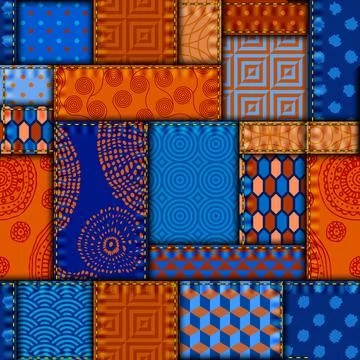 Patchwork textile pattern. Seamless quilting design background. Stockillustratie