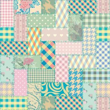 Patchwork textile pattern. Seamless quilting design background. 库存插图