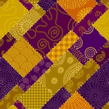Patchwork textile pattern. Seamless quilting design background. Illustrazione stock