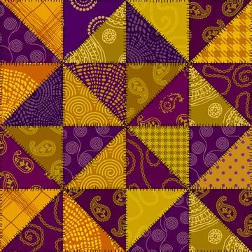 Patchwork textile pattern. Seamless quilting design background. Illustrazione stock