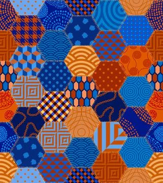 Patchwork textile pattern. Seamless quilting design background. Stockillustratie