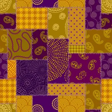 Patchwork textile pattern. Seamless quilting design background. 库存插图