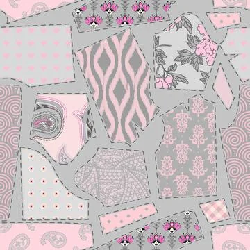 Patchwork textile pattern. Seamless quilting design background. イラスト素材