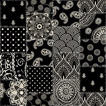 Patchwork textile pattern. Seamless quilting design background. Stock Illustration