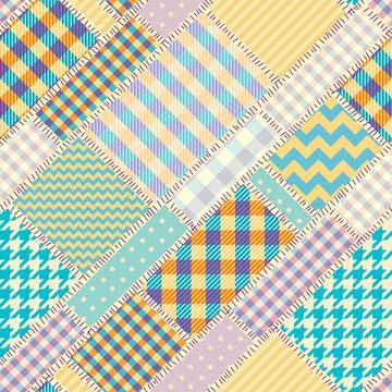 Patchwork textile pattern. Seamless quilting design background. Stock Illustration