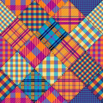 Patchwork textile pattern. Seamless quilting design background. イラスト素材