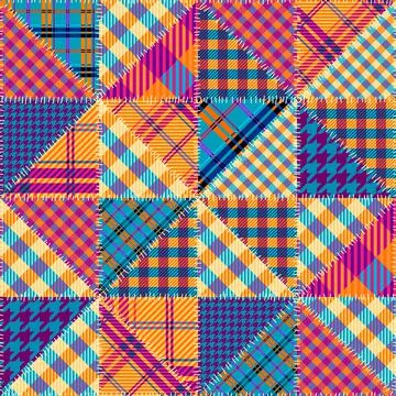 Patchwork textile pattern. Seamless quilting design background. イラスト素材