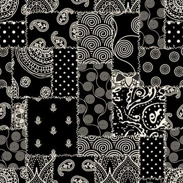 Patchwork textile pattern. Seamless quilting design background. Illustrazione stock