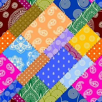 Patchwork textile pattern. Seamless quilting design background. Stock Illustration