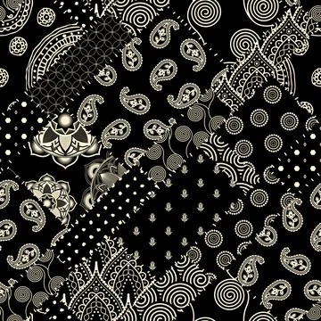 Patchwork textile pattern. Seamless quilting design background. Stockillustratie