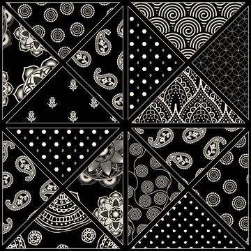 Patchwork textile pattern. Seamless quilting design background. Stock Illustration