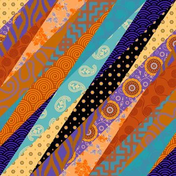 Patchwork textile pattern. Seamless quilting design background. Illustrazione stock