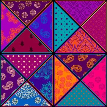 Patchwork textile pattern. Seamless quilting design background. Illustrazione stock