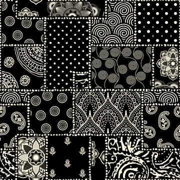 Patchwork textile pattern. Seamless quilting design background. Stockillustratie