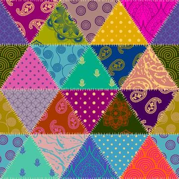 Patchwork textile pattern. Seamless quilting design background. Stockillustratie