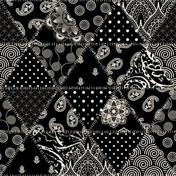 Patchwork textile pattern. Seamless quilting design background. Illustrazione stock