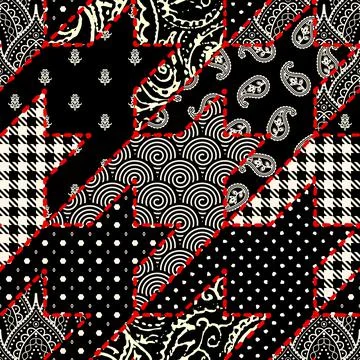 Patchwork textile pattern. Seamless quilting design background. Stock Illustration
