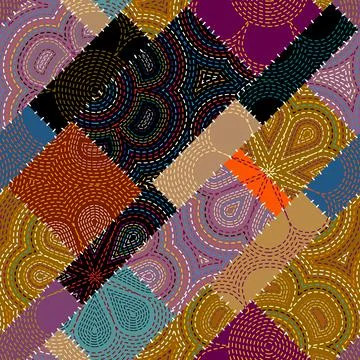 Patchwork textile pattern. Seamless quilting design background. Illustrazione stock