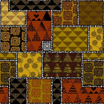Patchwork textile pattern. Seamless quilting design background. Stockillustratie