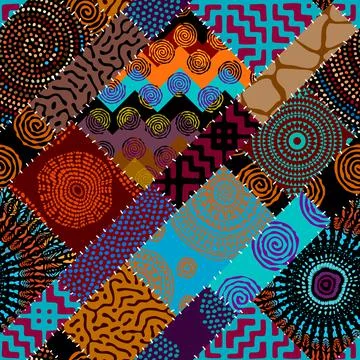 Patchwork textile pattern. Seamless quilting design background. Illustrazione stock