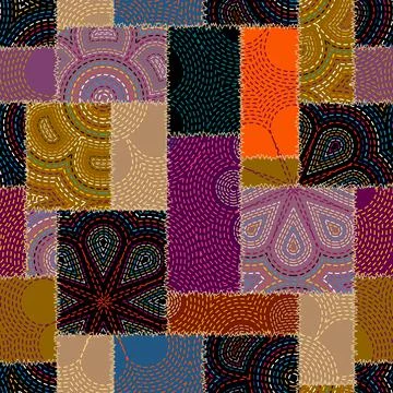 Patchwork textile pattern. Seamless quilting design background. Illustrazione stock