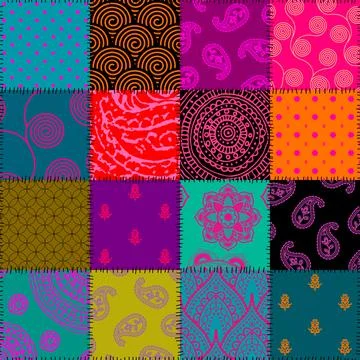 Patchwork textile pattern. Seamless quilting design background. Stock Illustration