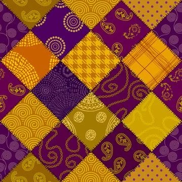 Patchwork textile pattern. Seamless quilting design background. Illustrazione stock