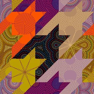 Patchwork textile pattern. Seamless quilting design background. Stock Illustration