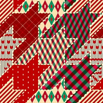 Patchwork textile pattern. Seamless quilting design background. Stock Illustration