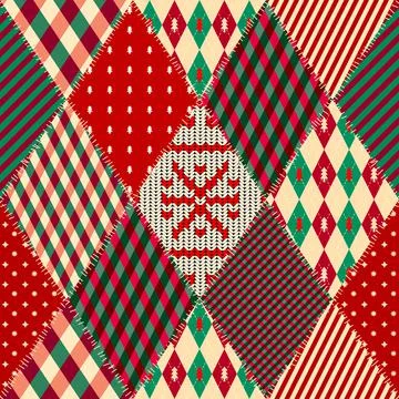 Patchwork textile pattern. Seamless quilting design background. Stock Illustration