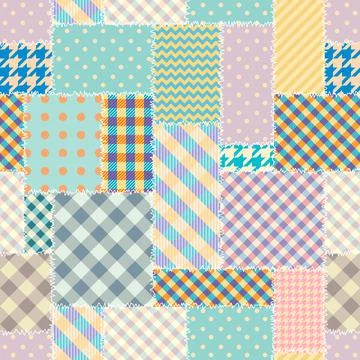 Patchwork textile pattern. Seamless quilting design background. Stockillustratie