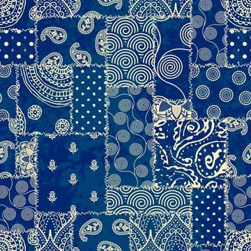 Patchwork textile pattern. Seamless quilting design background. Stock Illustration