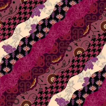 Patchwork textile pattern. Seamless quilting design background. イラスト素材