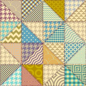 Patchwork textile pattern. Seamless quilting design background. Illustrazione stock