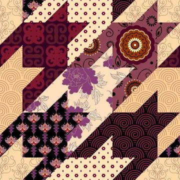 Patchwork textile pattern. Seamless quilting design background. Stock Illustration