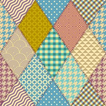 Patchwork textile pattern. Seamless quilting design background. Stockillustratie