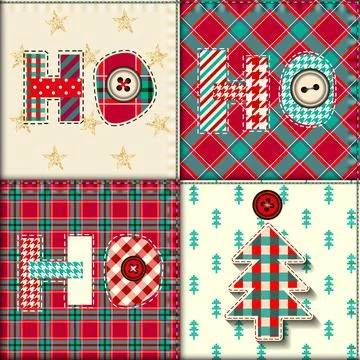 Patchwork textile pattern. Seamless quilting design background. Merry Christmas Illustrazione stock